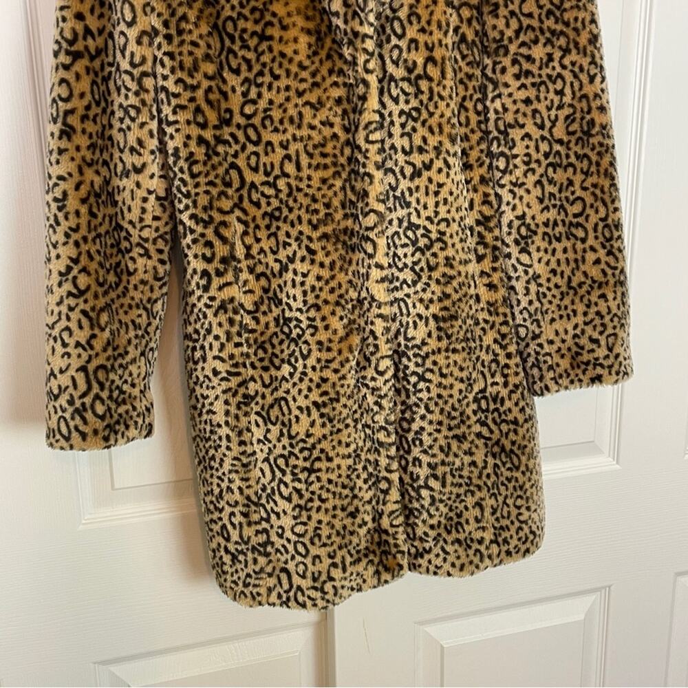 Kristen Blake Leopard Faux Fur Coat Glam Statement Mid-Length Size S - Picture 3 of 9